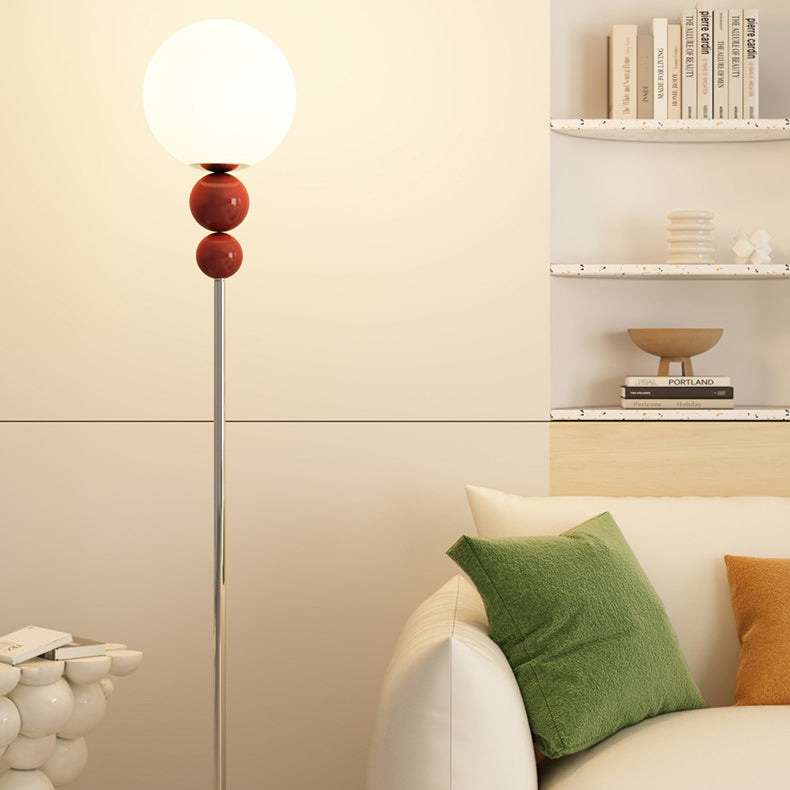 Contemporary Nordic Iron PE Round Ball Shade 1-Light Standing Floor Lamp For Bedroom