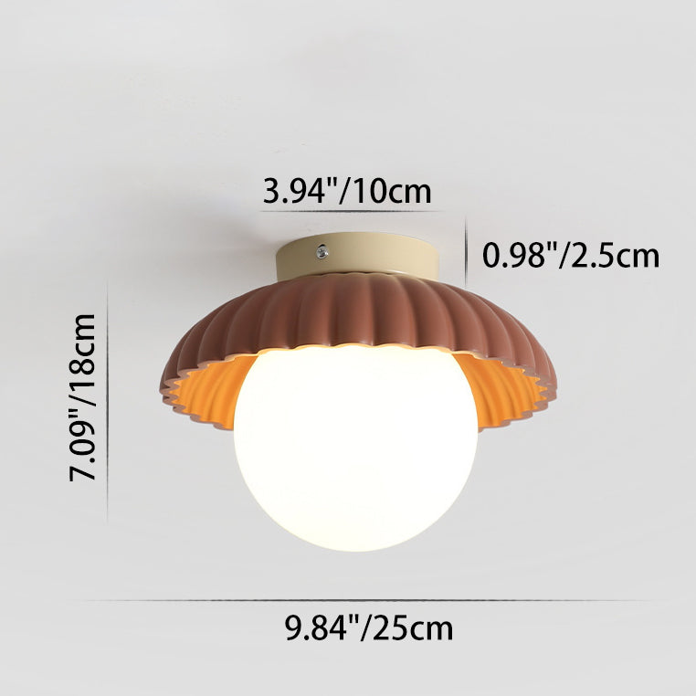 Contemporary Scandinavian Iron Flower Bud Glass Ball Shade 1-Light Semi-Flush Mount Ceiling Light For Living Room