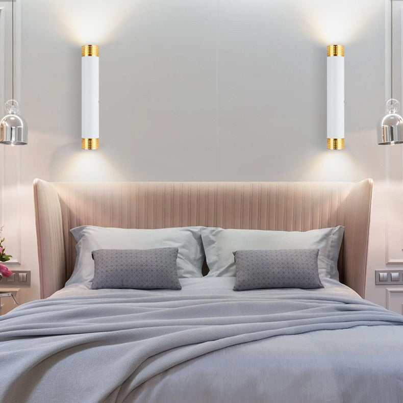 Moderne minimalistische Aluminium-Zylinder-LED-Wandleuchte mit Auf- und Abwärtsbeleuchtung für das Wohnzimmer 