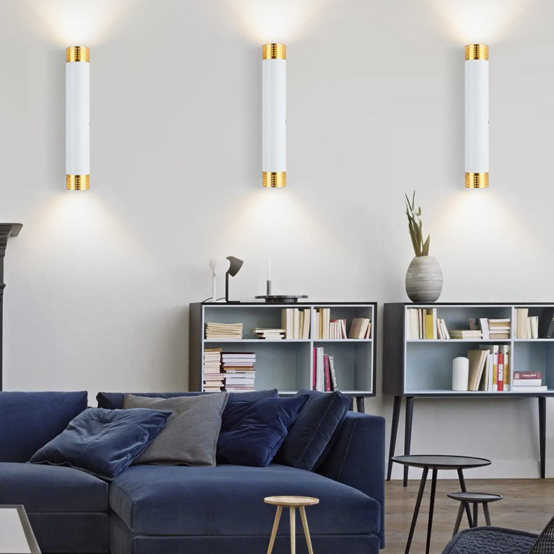 Moderne minimalistische Aluminium-Zylinder-LED-Wandleuchte mit Auf- und Abwärtsbeleuchtung für das Wohnzimmer 