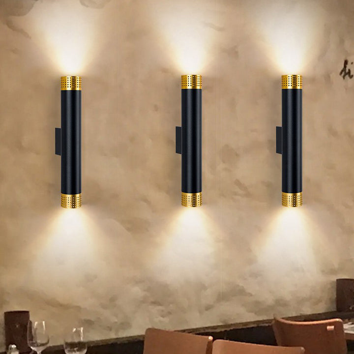 Modern Minimalist Aluminum Cylinder LED Up And Down Illuminated Wall Sconce Lamp For Living Room