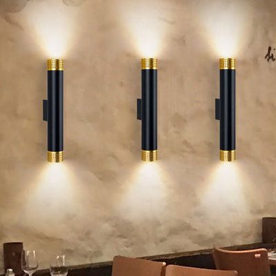 Moderne minimalistische Aluminium-Zylinder-LED-Wandleuchte mit Auf- und Abwärtsbeleuchtung für das Wohnzimmer 