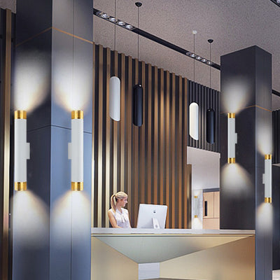 Moderne minimalistische Aluminium-Zylinder-LED-Wandleuchte mit Auf- und Abwärtsbeleuchtung für das Wohnzimmer 