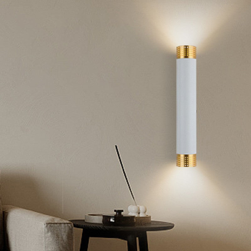 Moderne minimalistische Aluminium-Zylinder-LED-Wandleuchte mit Auf- und Abwärtsbeleuchtung für das Wohnzimmer 