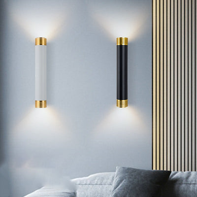 Moderne minimalistische Aluminium-Zylinder-LED-Wandleuchte mit Auf- und Abwärtsbeleuchtung für das Wohnzimmer 