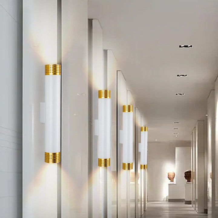 Modern Minimalist Aluminum Cylinder LED Up And Down Illuminated Wall Sconce Lamp For Living Room