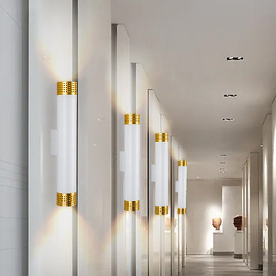 Moderne minimalistische Aluminium-Zylinder-LED-Wandleuchte mit Auf- und Abwärtsbeleuchtung für das Wohnzimmer 
