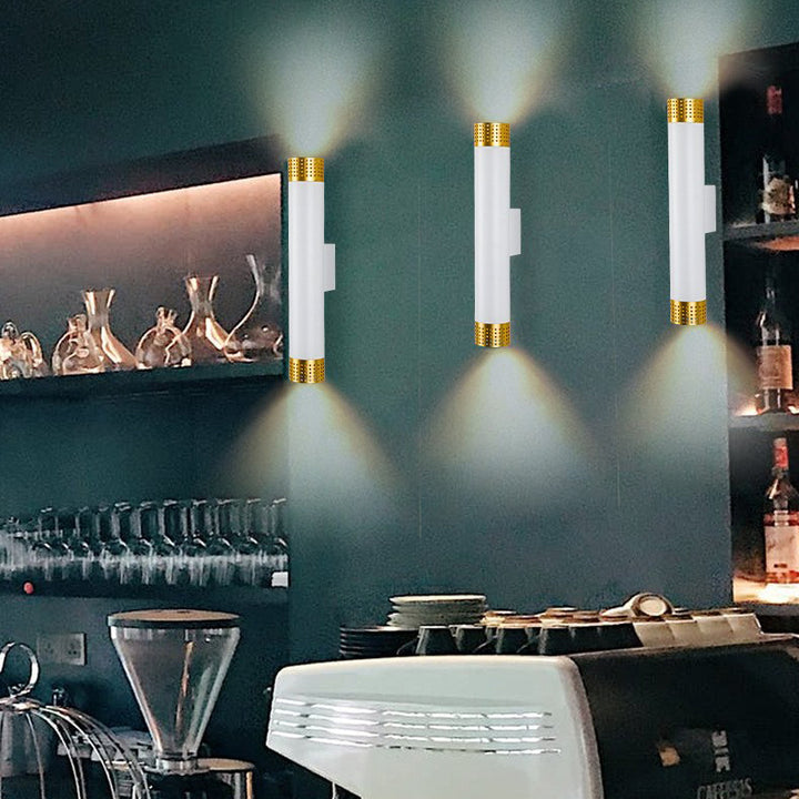 Modern Minimalist Aluminum Cylinder LED Up And Down Illuminated Wall Sconce Lamp For Living Room