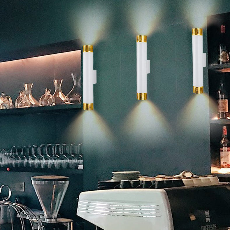 Moderne minimalistische Aluminium-Zylinder-LED-Wandleuchte mit Auf- und Abwärtsbeleuchtung für das Wohnzimmer 
