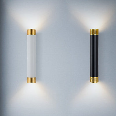 Moderne minimalistische Aluminium-Zylinder-LED-Wandleuchte mit Auf- und Abwärtsbeleuchtung für das Wohnzimmer 
