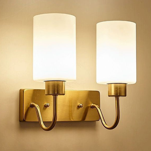 Contemporary Simplicity Iron Frame Glass Cylinder 1/2-Light Wall Sconce Lamp For Bedroom
