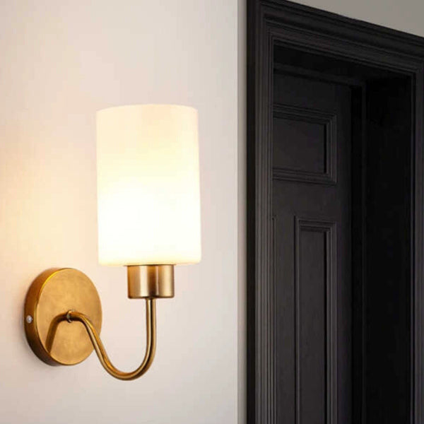 Contemporary Simplicity Iron Frame Glass Cylinder 1/2-Light Wall Sconce Lamp For Bedroom