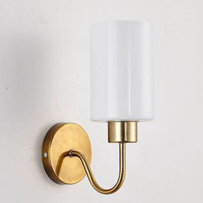 Contemporary Simplicity Iron Frame Glass Cylinder 1/2-Light Wall Sconce Lamp For Bedroom