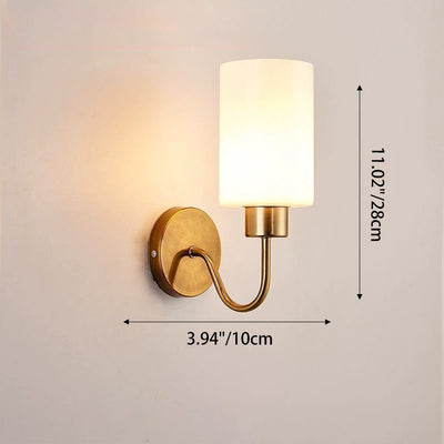 Contemporary Simplicity Iron Frame Glass Cylinder 1/2-Light Wall Sconce Lamp For Bedroom