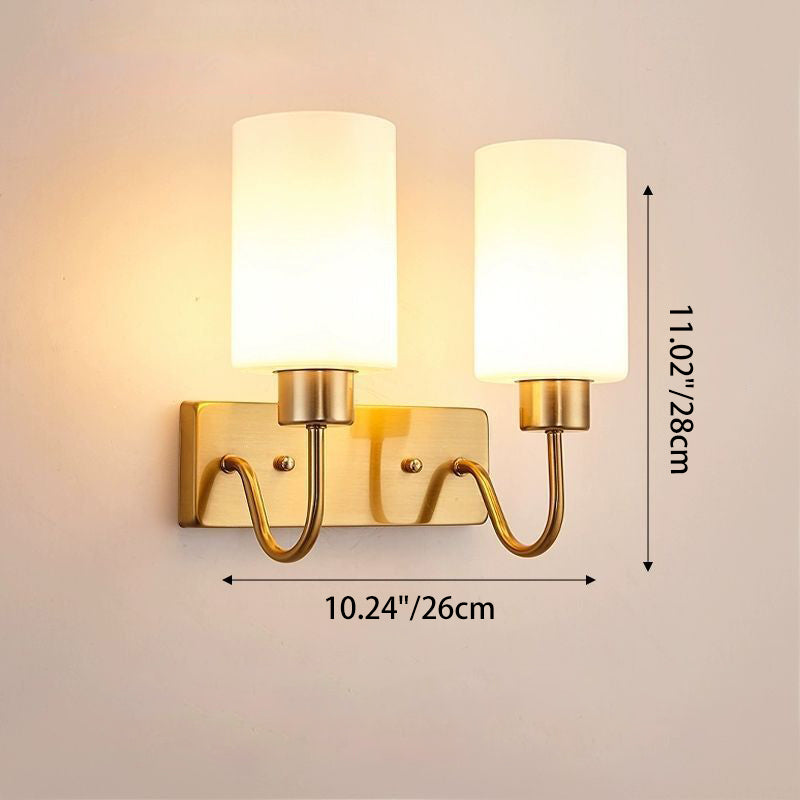 Contemporary Simplicity Iron Frame Glass Cylinder 1/2-Light Wall Sconce Lamp For Bedroom