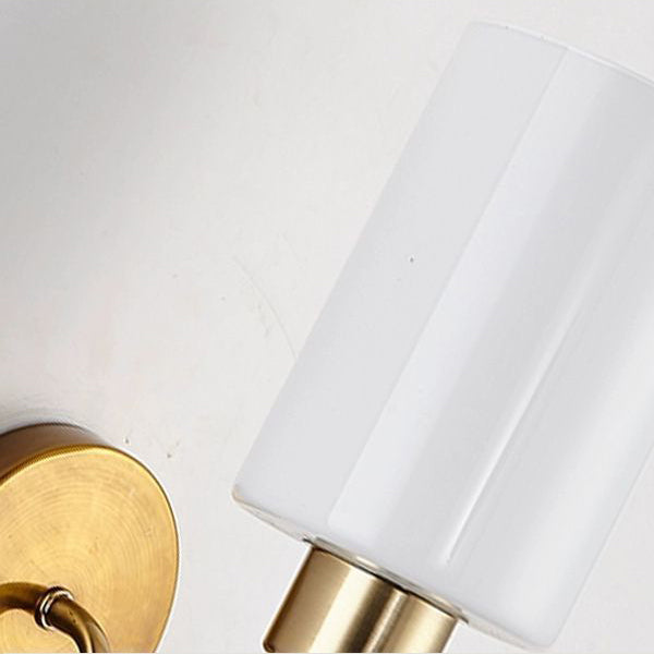 Contemporary Simplicity Iron Frame Glass Cylinder 1/2-Light Wall Sconce Lamp For Bedroom