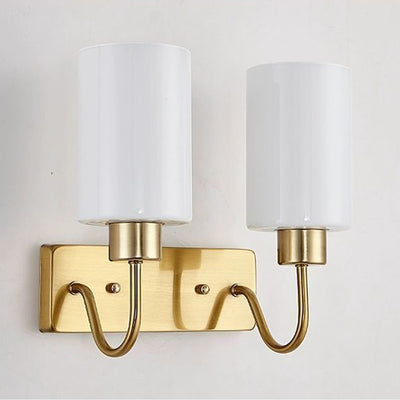 Contemporary Simplicity Iron Frame Glass Cylinder 1/2-Light Wall Sconce Lamp For Bedroom