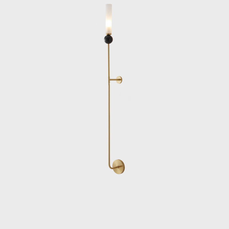 Applique murale 1 lumière avec abat-jour en acrylique de forme cylindrique en marbre de cuivre simplicité contemporaine pour la chambre 