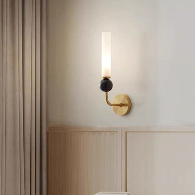 Applique murale 1 lumière avec abat-jour en acrylique de forme cylindrique en marbre de cuivre simplicité contemporaine pour la chambre 