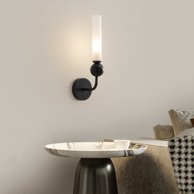 Applique murale 1 lumière avec abat-jour en acrylique de forme cylindrique en marbre de cuivre simplicité contemporaine pour la chambre 