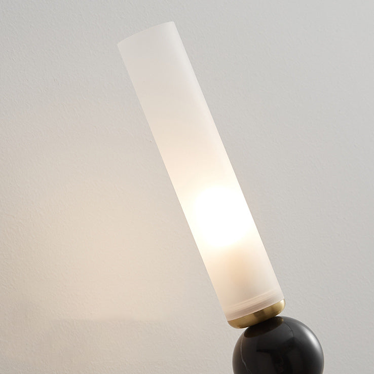 Applique murale 1 lumière avec abat-jour en acrylique de forme cylindrique en marbre de cuivre simplicité contemporaine pour la chambre 