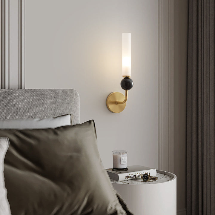 Applique murale 1 lumière avec abat-jour en acrylique de forme cylindrique en marbre de cuivre simplicité contemporaine pour la chambre 