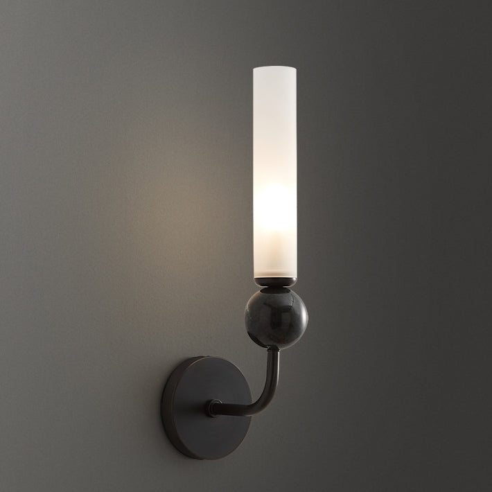 Applique murale 1 lumière avec abat-jour en acrylique de forme cylindrique en marbre de cuivre simplicité contemporaine pour la chambre 
