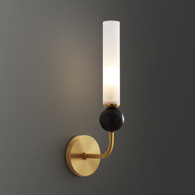 Applique murale 1 lumière avec abat-jour en acrylique de forme cylindrique en marbre de cuivre simplicité contemporaine pour la chambre 