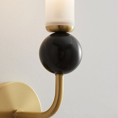 Applique murale 1 lumière avec abat-jour en acrylique de forme cylindrique en marbre de cuivre simplicité contemporaine pour la chambre 
