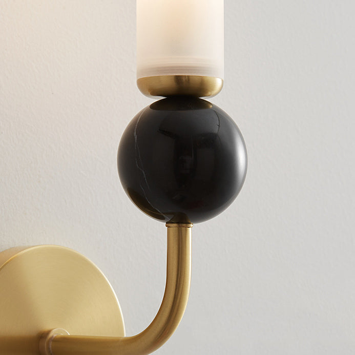 Applique murale 1 lumière avec abat-jour en acrylique de forme cylindrique en marbre de cuivre simplicité contemporaine pour la chambre 