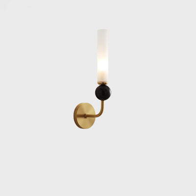 Applique murale 1 lumière avec abat-jour en acrylique de forme cylindrique en marbre de cuivre simplicité contemporaine pour la chambre 