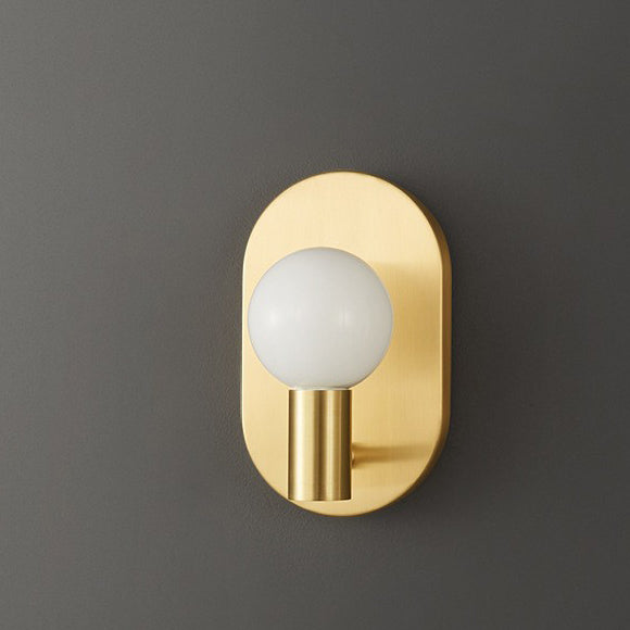 Contemporary Luxury Full Copper Frame Glass 1-Light Wall Sconce Lamp For Bedroom