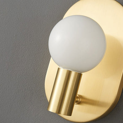 Contemporary Luxury Full Copper Frame Glass 1-Light Wall Sconce Lamp For Bedroom