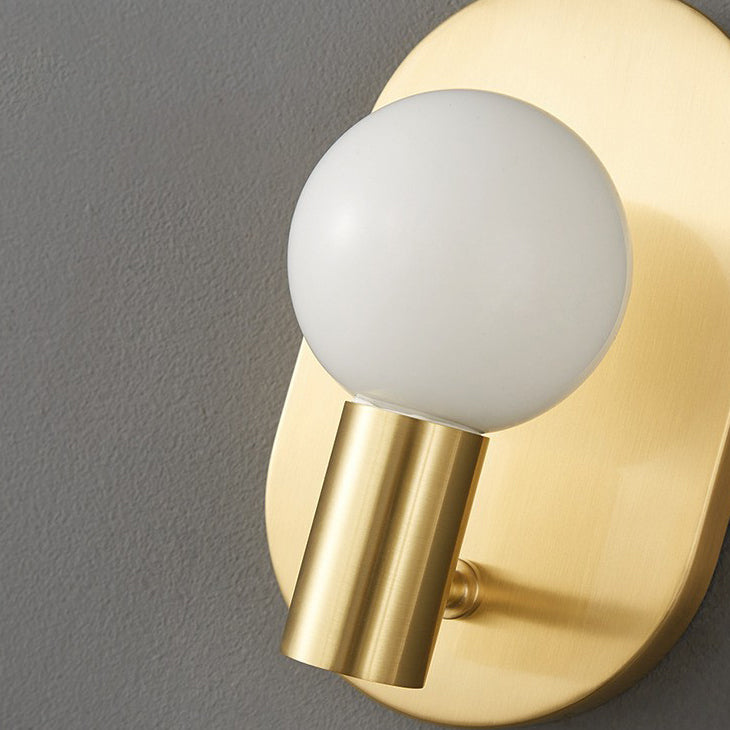 Contemporary Luxury Full Copper Frame Glass 1-Light Wall Sconce Lamp For Bedroom