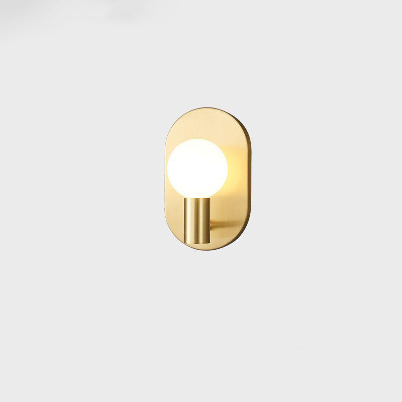 Contemporary Luxury Full Copper Frame Glass 1-Light Wall Sconce Lamp For Bedroom