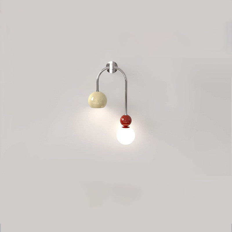 Contemporary Scandinavian Arc Iron Acrylic Ball Shade 1-Light Wall Sconce Lamp For Bedroom