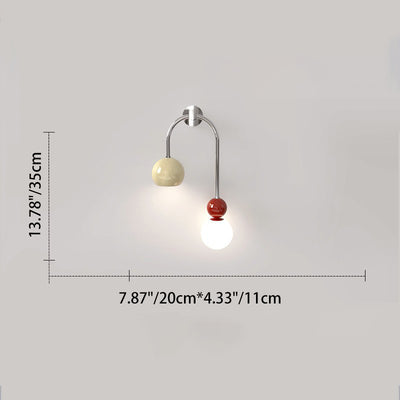 Contemporary Scandinavian Arc Iron Acrylic Ball Shade 1-Light Wall Sconce Lamp For Bedroom