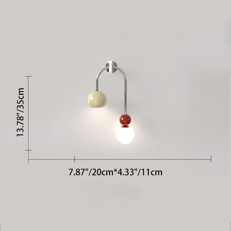 Contemporary Scandinavian Arc Iron Acrylic Ball Shade 1-Light Wall Sconce Lamp For Bedroom