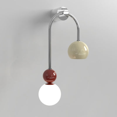 Contemporary Scandinavian Arc Iron Acrylic Ball Shade 1-Light Wall Sconce Lamp For Bedroom