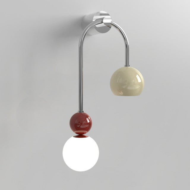 Contemporary Scandinavian Arc Iron Acrylic Ball Shade 1-Light Wall Sconce Lamp For Bedroom