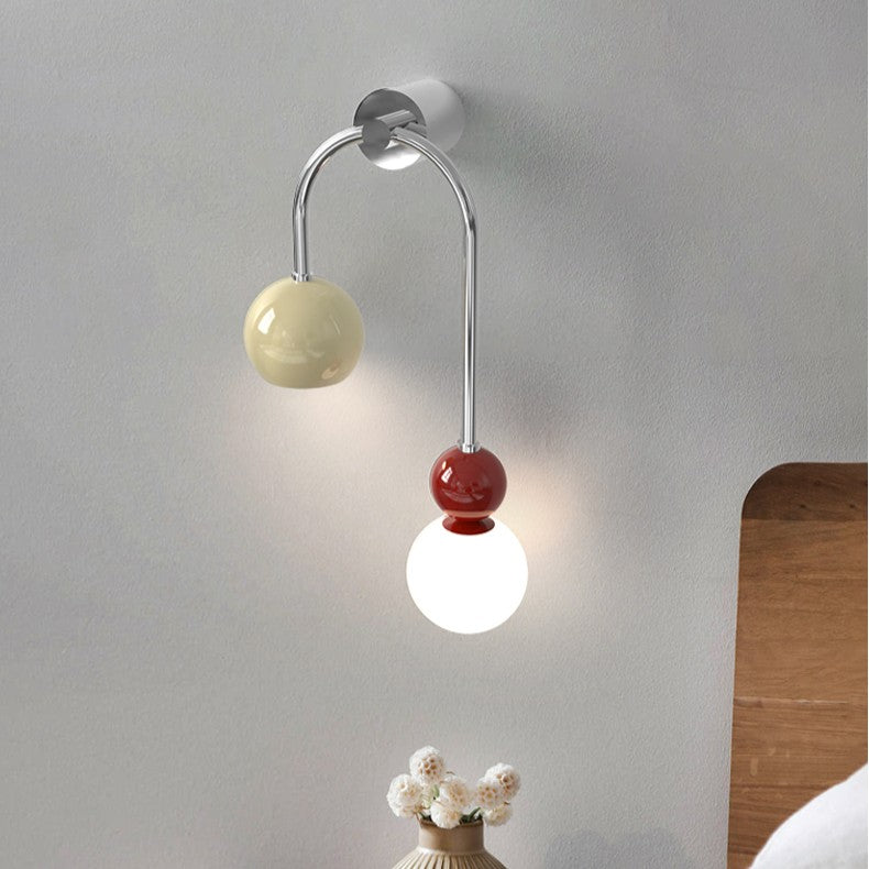 Contemporary Scandinavian Arc Iron Acrylic Ball Shade 1-Light Wall Sconce Lamp For Bedroom