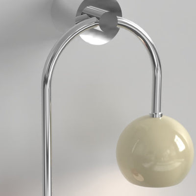 Contemporary Scandinavian Arc Iron Acrylic Ball Shade 1-Light Wall Sconce Lamp For Bedroom