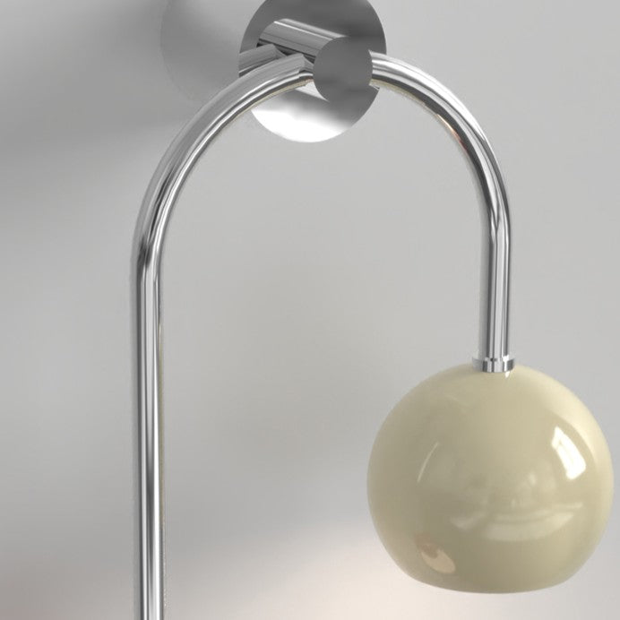 Contemporary Scandinavian Arc Iron Acrylic Ball Shade 1-Light Wall Sconce Lamp For Bedroom