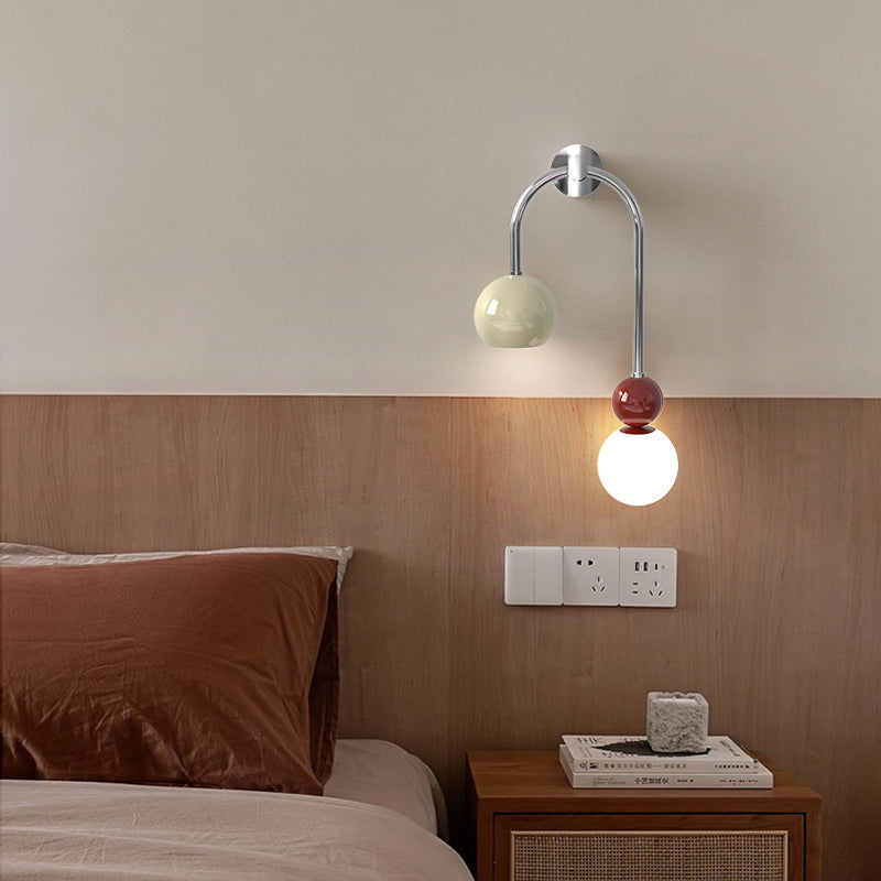 Contemporary Scandinavian Arc Iron Acrylic Ball Shade 1-Light Wall Sconce Lamp For Bedroom