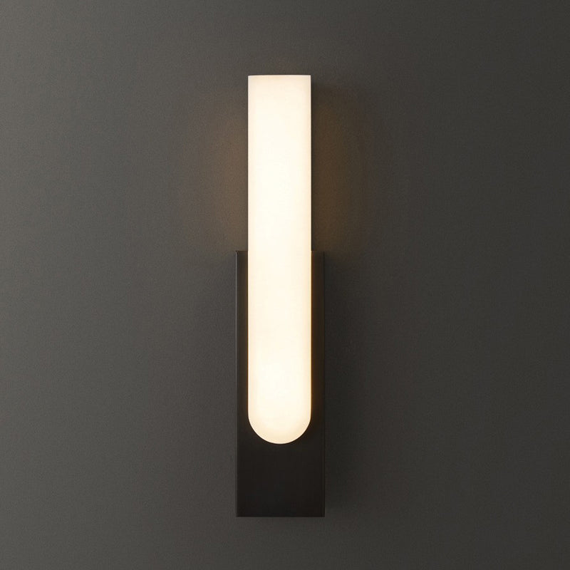 Contemporary Luxury Column Imitation Marble Shade Hardware LED Wall Sconce Lamp For Bedroom