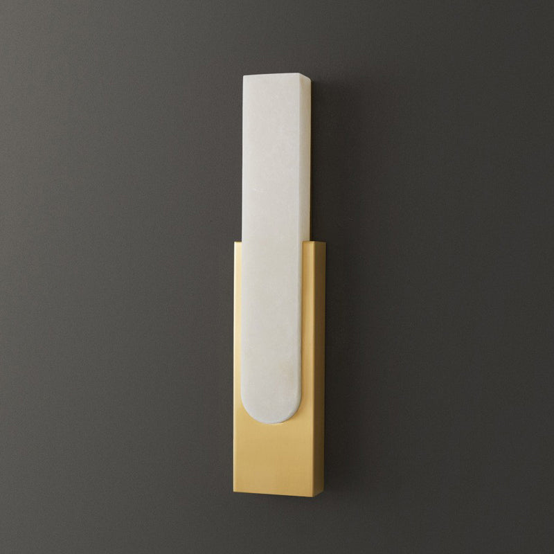 Contemporary Luxury Column Imitation Marble Shade Hardware LED Wall Sconce Lamp For Bedroom