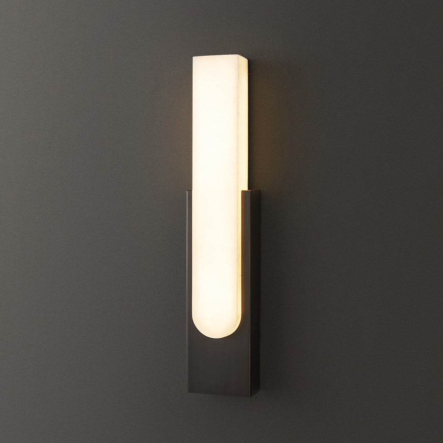 Contemporary Luxury Column Imitation Marble Shade Hardware LED Wall Sconce Lamp For Bedroom
