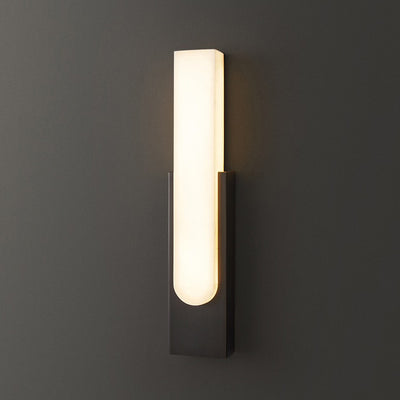 Contemporary Luxury Column Imitation Marble Shade Hardware LED Wall Sconce Lamp For Bedroom