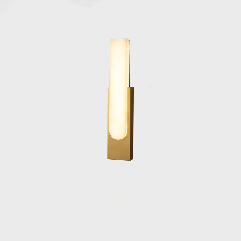 Contemporary Luxury Column Imitation Marble Shade Hardware LED Wall Sconce Lamp For Bedroom