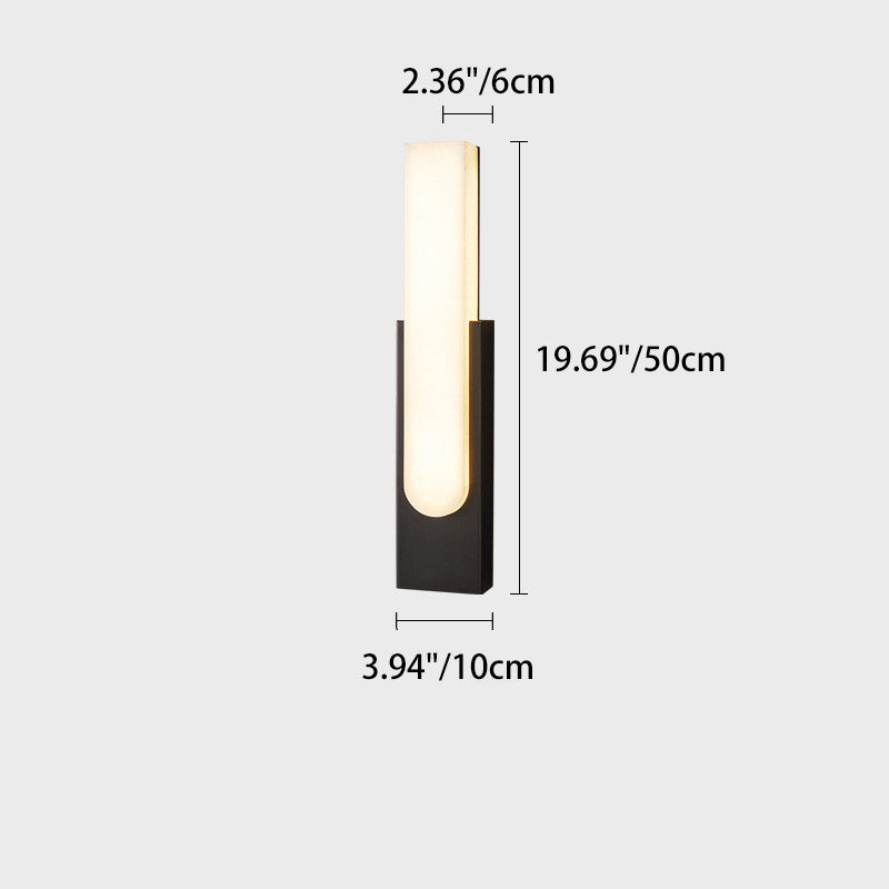Contemporary Luxury Column Imitation Marble Shade Hardware LED Wall Sconce Lamp For Bedroom